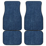 Navy Blue Denim Jeans Print Front and Back Car Floor Mats