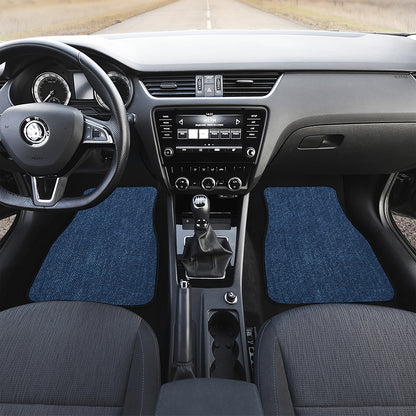 Navy Blue Denim Jeans Print Front and Back Car Floor Mats