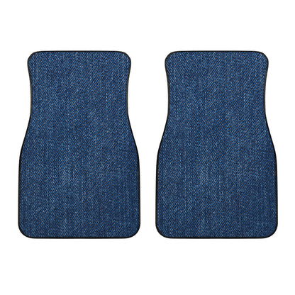 Navy Blue Denim Jeans Print Front Car Floor Mats