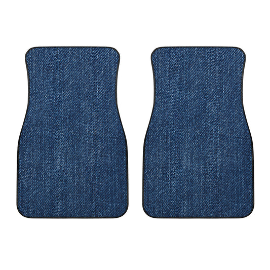 Navy Blue Denim Jeans Print Front Car Floor Mats