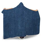 Navy Blue Denim Jeans Print Hooded Blanket