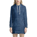 Navy Blue Denim Jeans Print Pullover Hoodie Dress