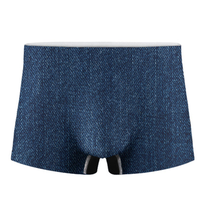Navy Blue Denim Jeans Print Men's Boxer Briefs