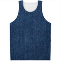 Navy Blue Denim Jeans Print Men's Tank Top