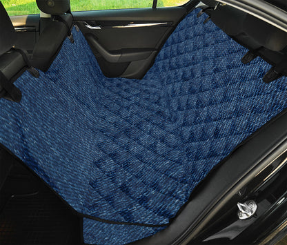 Navy Blue Denim Jeans Print Pet Car Back Seat Cover