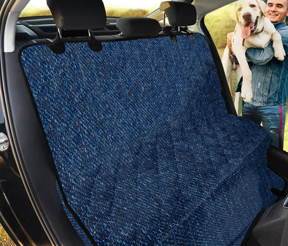 Navy Blue Denim Jeans Print Pet Car Back Seat Cover