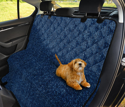 Navy Blue Denim Jeans Print Pet Car Back Seat Cover