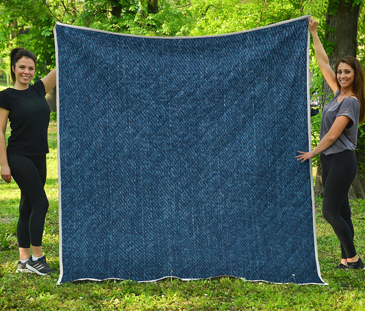 Navy Blue Denim Jeans Print Quilt