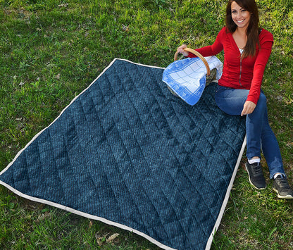 Navy Blue Denim Jeans Print Quilt