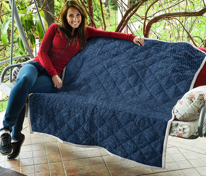 Navy Blue Denim Jeans Print Quilt