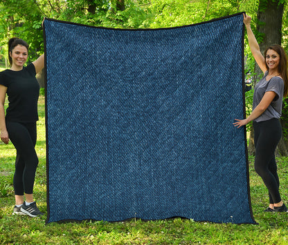 Navy Blue Denim Jeans Print Quilt