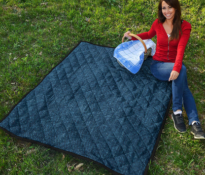 Navy Blue Denim Jeans Print Quilt