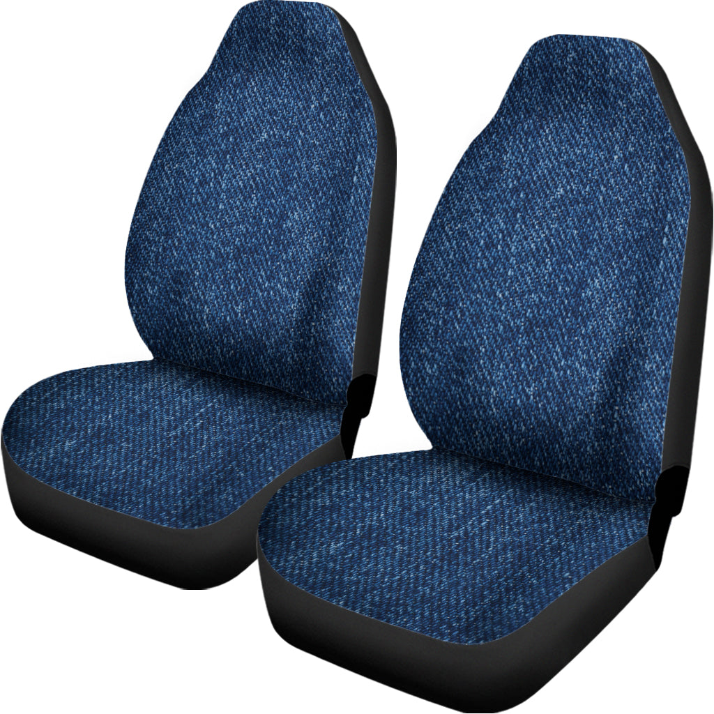 Navy Blue Denim Jeans Print Universal Fit Car Seat Covers