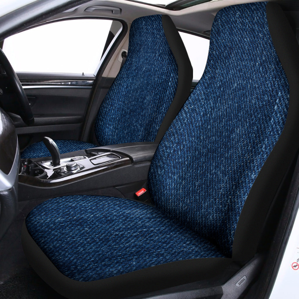 Navy Blue Denim Jeans Print Universal Fit Car Seat Covers
