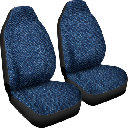 Navy Blue Denim Jeans Print Universal Fit Car Seat Covers