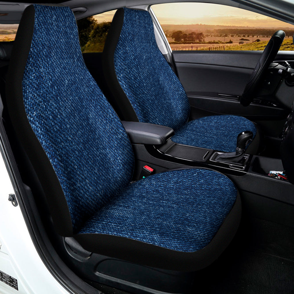 Navy Blue Denim Jeans Print Universal Fit Car Seat Covers