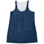 Navy Blue Denim Jeans Print Women's Racerback Tank Top
