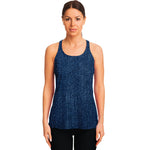 Navy Blue Denim Jeans Print Women's Racerback Tank Top