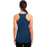 Navy Blue Denim Jeans Print Women's Racerback Tank Top