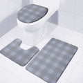 Navy Blue Prince of Wales Check Print 3 Piece Bath Mat Set