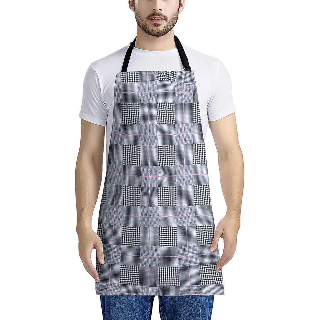 Navy Blue Prince of Wales Check Print Apron
