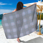 Navy Blue Prince of Wales Check Print Beach Sarong Wrap