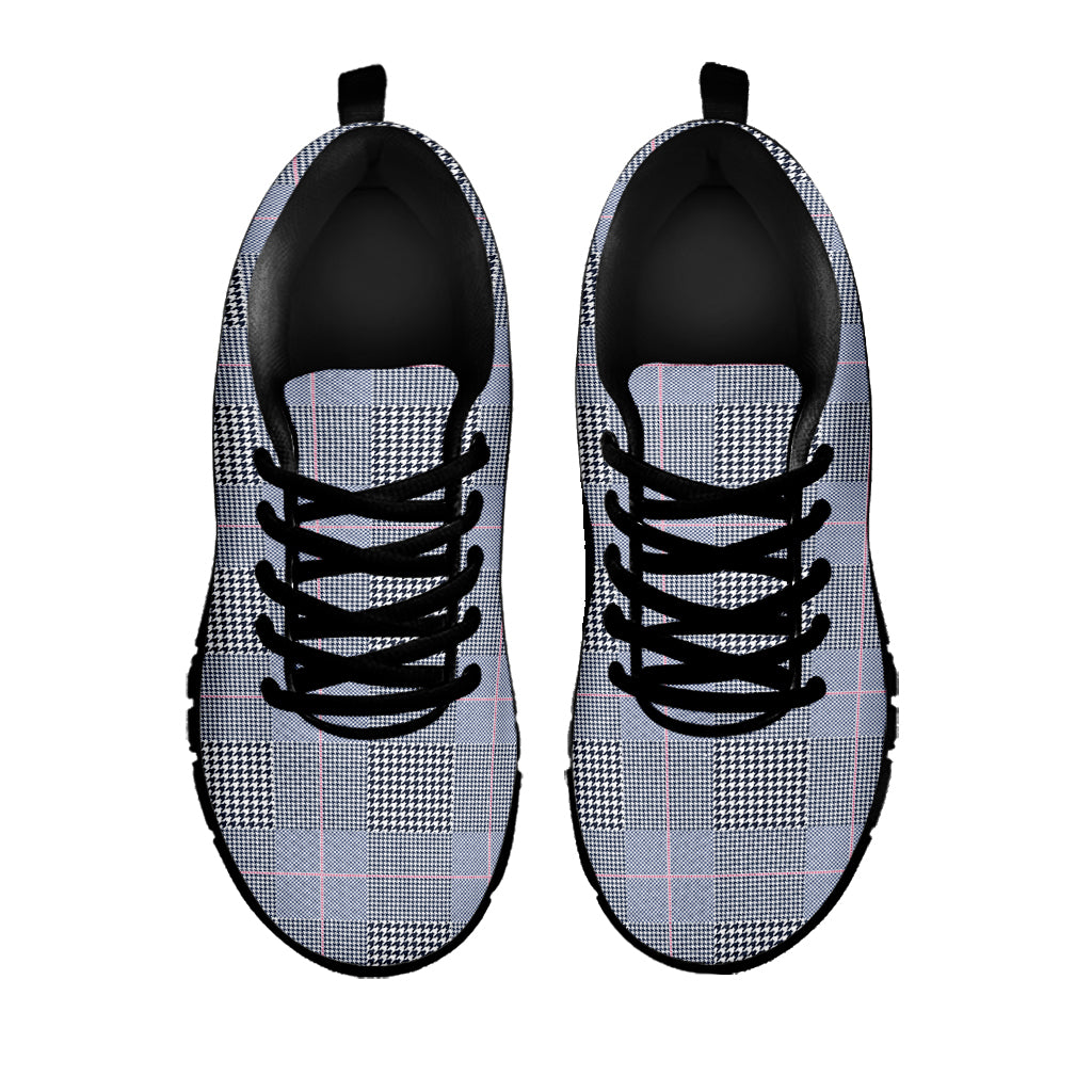 Navy Blue Prince of Wales Check Print Black Sneakers