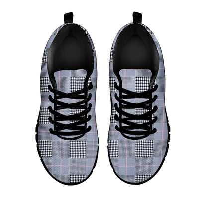 Navy Blue Prince of Wales Check Print Black Sneakers