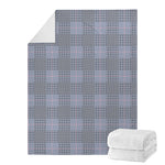 Navy Blue Prince of Wales Check Print Blanket