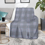 Navy Blue Prince of Wales Check Print Blanket