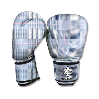 Navy Blue Prince of Wales Check Print Boxing Gloves