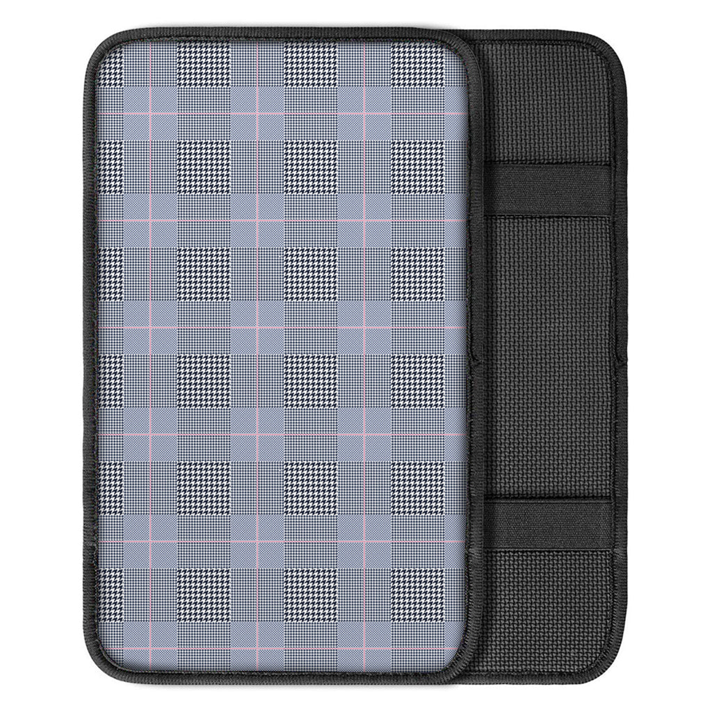 Navy Blue Prince of Wales Check Print Car Center Console Cover