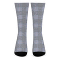 Navy Blue Prince of Wales Check Print Crew Socks