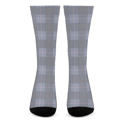 Navy Blue Prince of Wales Check Print Crew Socks