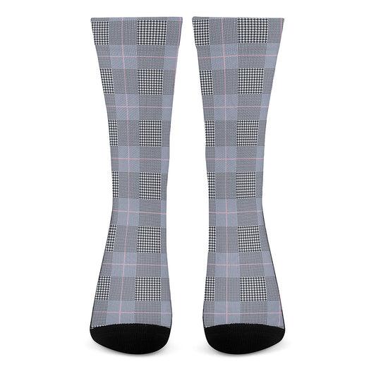 Navy Blue Prince of Wales Check Print Crew Socks