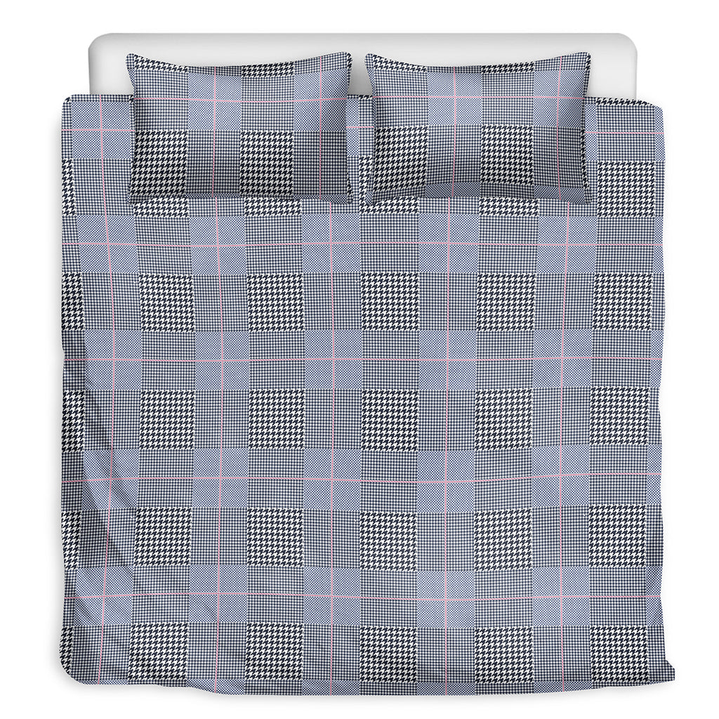Navy Blue Prince of Wales Check Print Duvet Cover Bedding Set
