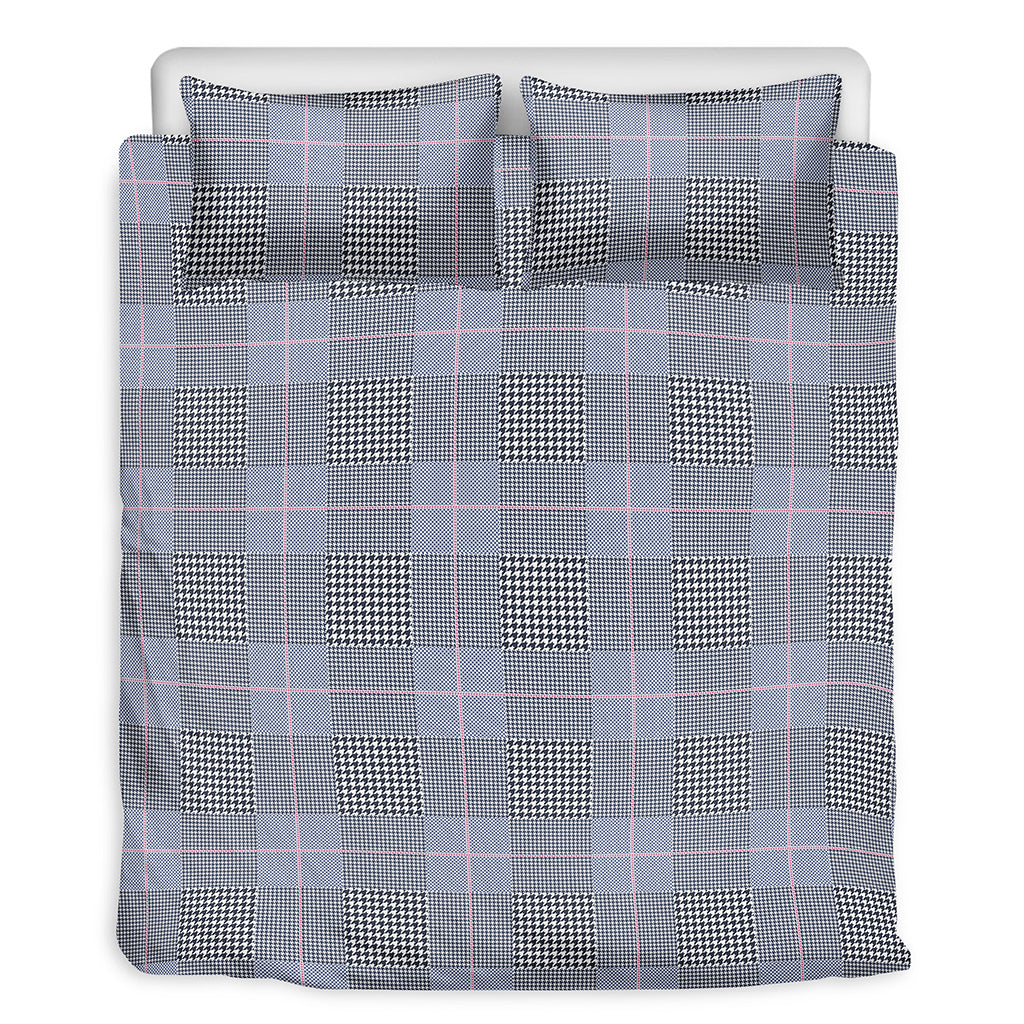 Navy Blue Prince of Wales Check Print Duvet Cover Bedding Set
