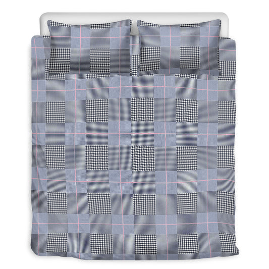Navy Blue Prince of Wales Check Print Duvet Cover Bedding Set