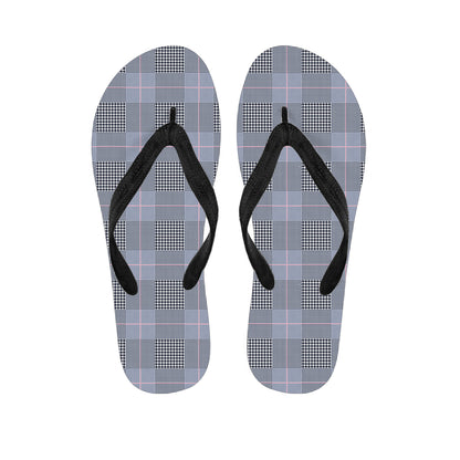 Navy Blue Prince of Wales Check Print Flip Flops