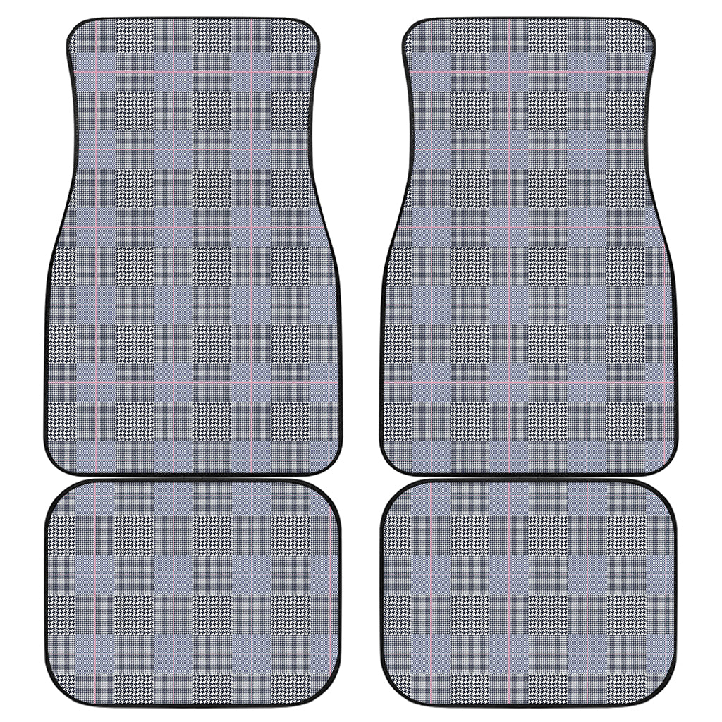 Navy Blue Prince of Wales Check Print Front and Back Car Floor Mats