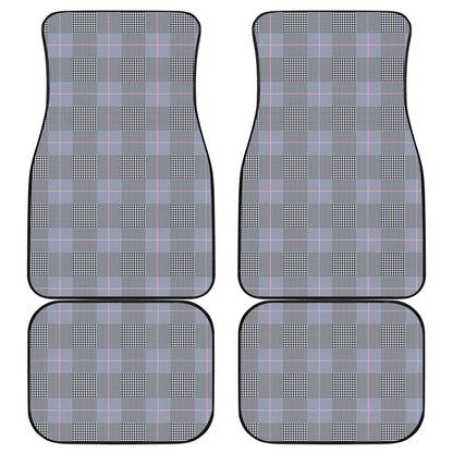 Navy Blue Prince of Wales Check Print Front and Back Car Floor Mats