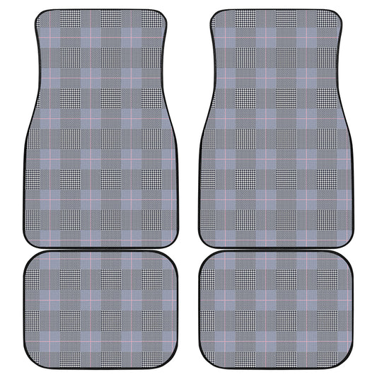 Navy Blue Prince of Wales Check Print Front and Back Car Floor Mats
