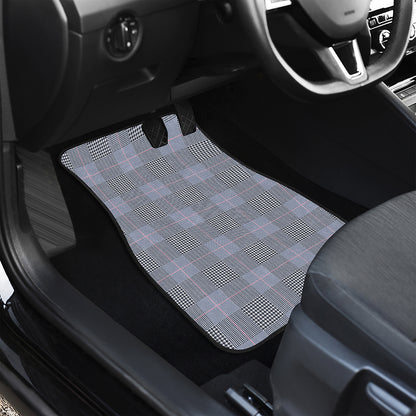 Navy Blue Prince of Wales Check Print Front and Back Car Floor Mats