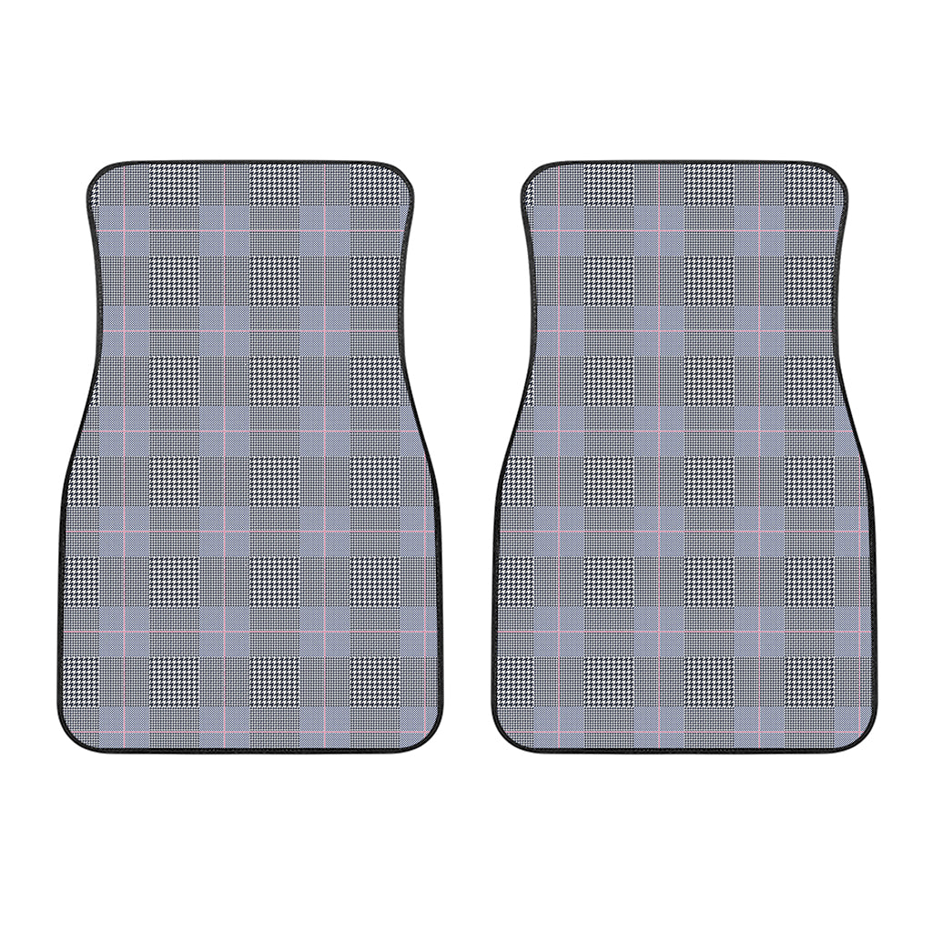 Navy Blue Prince of Wales Check Print Front Car Floor Mats