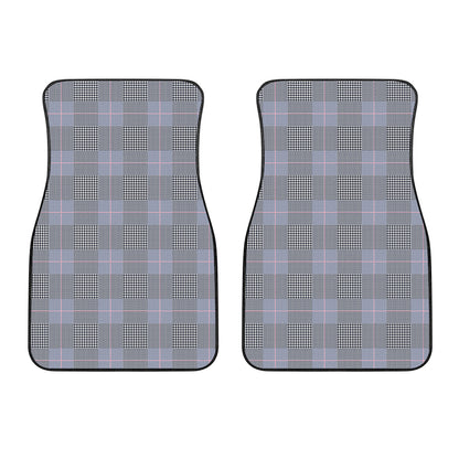 Navy Blue Prince of Wales Check Print Front Car Floor Mats