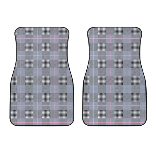 Navy Blue Prince of Wales Check Print Front Car Floor Mats
