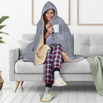Navy Blue Prince of Wales Check Print Hooded Blanket