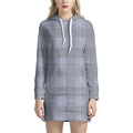 Navy Blue Prince of Wales Check Print Pullover Hoodie Dress
