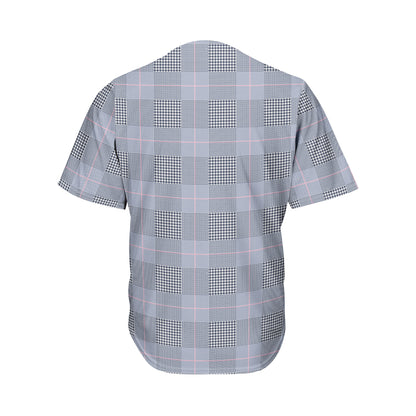 Navy Blue Prince of Wales Check Print Men's Baseball Jersey