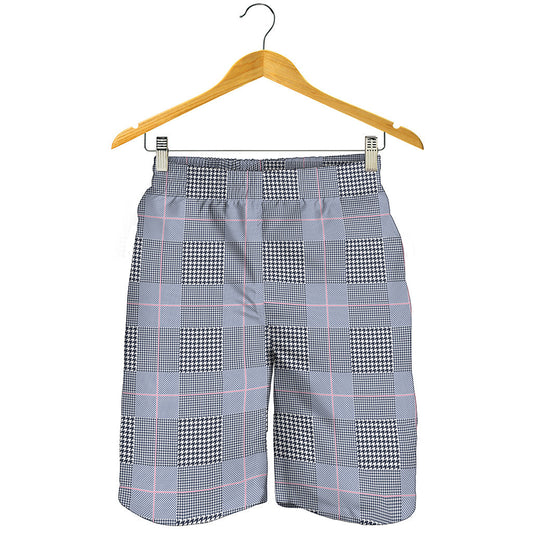 Navy Blue Prince of Wales Check Print Men's Shorts